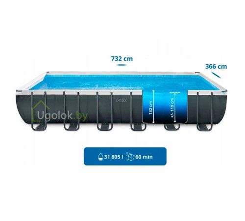 Бассейн Intex Ultra XTR с волейбольной сеткой 732x366x132 см 26368