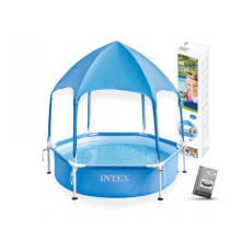 Бассейн каркасный детский Intex Metal Frame с навесом 183x38см (28209NP)