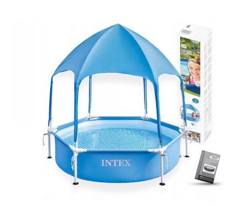 Бассейн каркасный детский Intex Metal Frame с навесом 183x38см (28209NP)