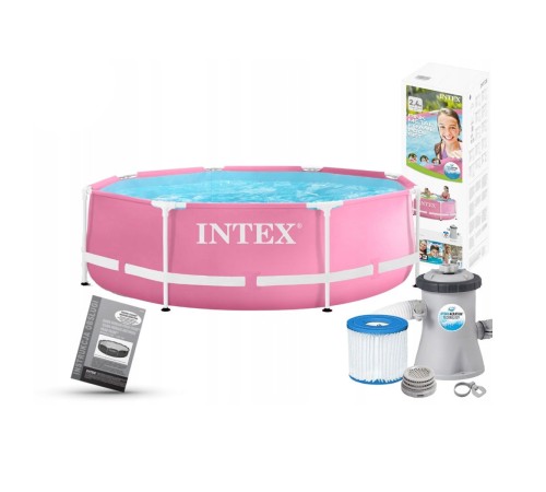 Бассейн каркасный Intex Metal Frame 244x76 см с фильтр-насосом (28292NP) Розовый